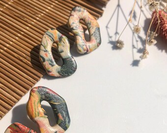 OOAK Abstract Art Earrings | Organic Hollow Studs | Unique Boho Gift