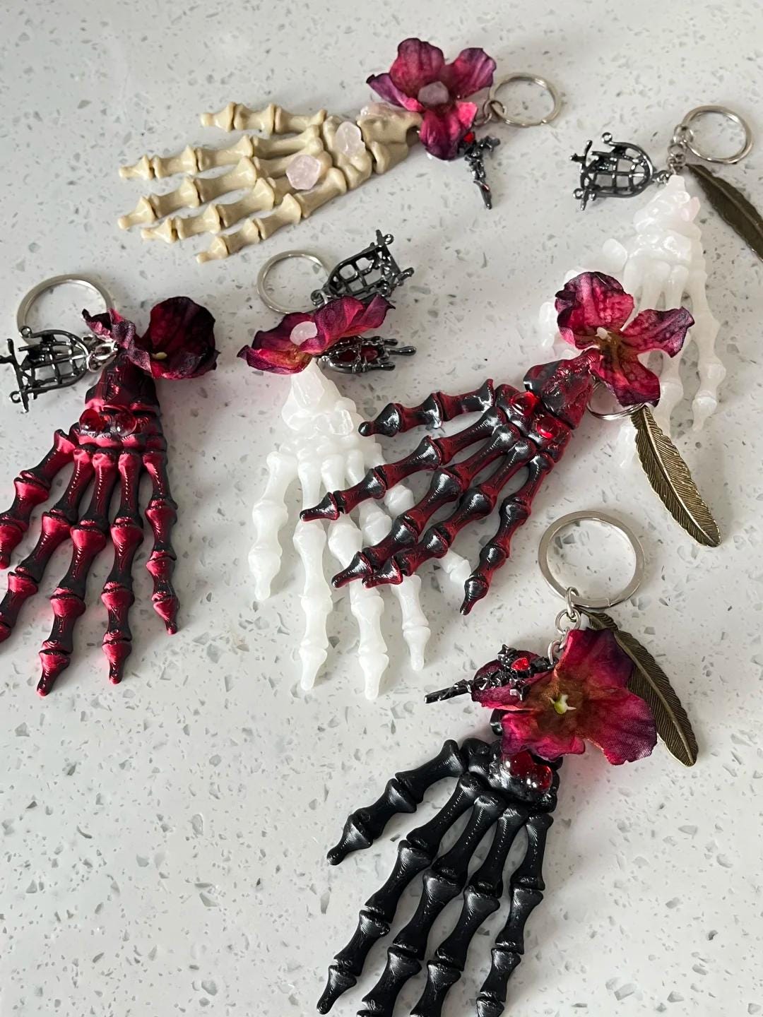 Skeleton Hand Key Chain Articulating Skeleton Hand Keychain – 3D Printed Human Bone Hand ...