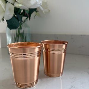 Handmade Copper Drinking Tumblers with Decorative Bands