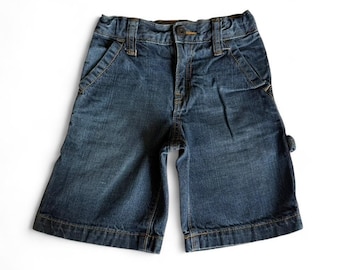 Vintage Old Navy Carpenter Shorts Boys Size 5 Dark Wash Denim Skater Y2K Retro Utility