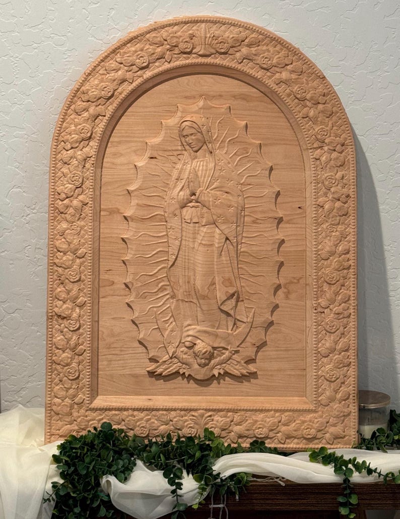 Our Lady of Guadalupe Carved Wall Art - Catholic Home Decor - Made in ...