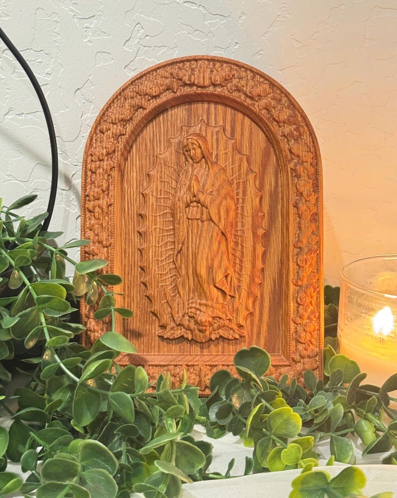 Our Lady of Guadalupe Carved Wall Art - Catholic Home Decor - Made in ...