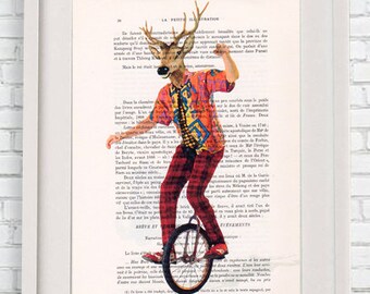 Circus Deer, deer print, circus print, deer illustration, deer poster, deer art, circus art, circus painting, Coco de Paris