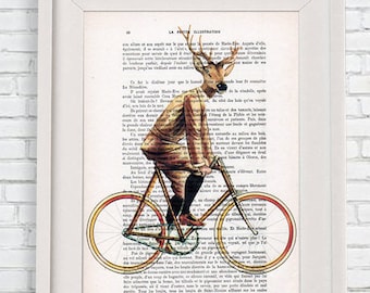 Impression de cerf, affiche de vélo : cerf à vélo par Coco de Paris