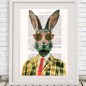 Art Rabbit Print, vintage rabbit illustration, Bunny Print, bunny art, rabbit digital art, rabbit print by Coco de Paris