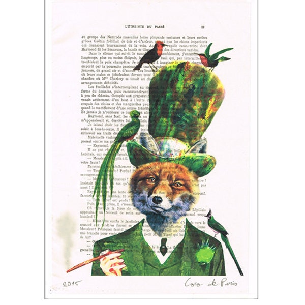 The Mad Hatter Fox Print - Alice in wonderland decor Alice in Wonderland Print Mad hatter tea party wonderland decoration wonderland theme