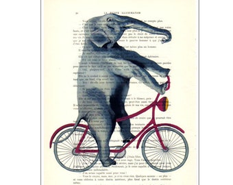 Elephant on bicycle,deviant art,pop art,art attack,art deco,wall art,artist,banksy art,modern art,free shipping,elephant art,cycling