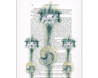 Knotted ostriches , ostrich artwork, funny ostrich, ostrich print, print,human animal,animal design,affortable art, coco de paris