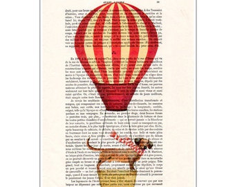 daschund with airballoon, best print,dog art, funny dog,art print,human animal,animal design,affortable art, free shipping 4 prints,review