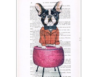 Bouledogue français,  Imprimée d’art, peinture animaux, décoration animaux, cadeau d’art, imprimée vintage, abordable