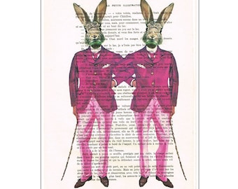 Gay Rabbits moustache Print Print Illustration Acrylic Painting Gay Painting Gay Picture gay Art homo illustration painting Gaypride