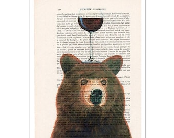 Bear with wineglass,original bear artwork from Coco de Paris