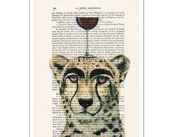 Cheetah with wineglass,original cheetah artwork from Coco de Paris