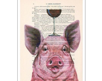 Pig with wineglass,original pig artwork from Coco de Paris