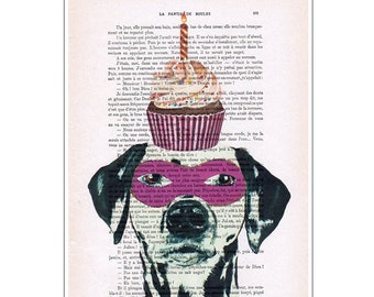 Dalmatian with cupcake, dalmatian portrait,dalmatian print,deviant art,pop art,art attack,art deco,wall art,artist,banksy art,modern art