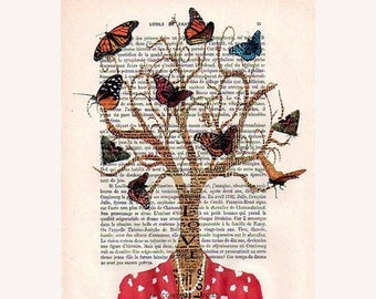 Tree woman, tree art print, original frenchie artwork from Coco de Paris