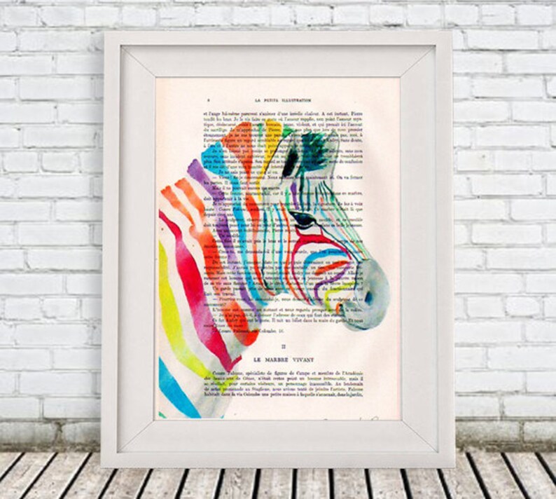 Zebra Print, Rainbow Zebra, Zebra Wall Art, Stripes, Nursery Artwork, Cute Christmas Gift, Merry Everything,Happy Always,Joy Peace and Love image 1