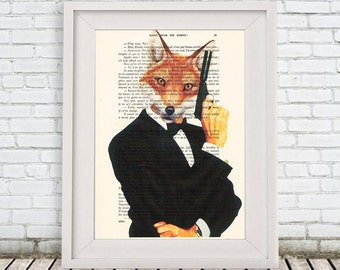 james fox print, hollywood print, spectre, 007 inspired art, black and white, wall art prints, gun art, james bond print, woodland wall art