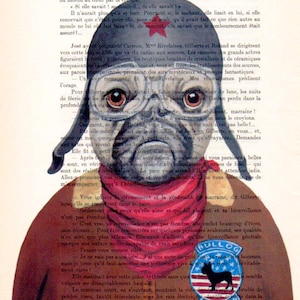 Happy French Bulldog Print, Frenchie With Helmet,bulldog Aviator