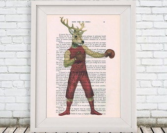 Deer Art Collectibles Print, Boxer, sport print, Deer illustration deer Print Wall Art Wall Décor Wall Hanging Whimsical art, woodland