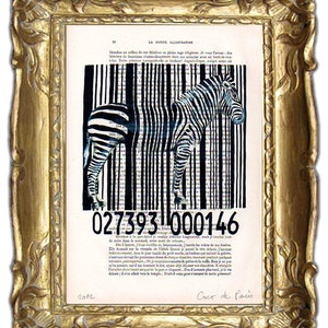 Zebra Print Black and white, barcode Illustration, Giclee Prints Posters Mixed Media Art Acrylic Painting Holiday Decor Gifts Christmas image 3