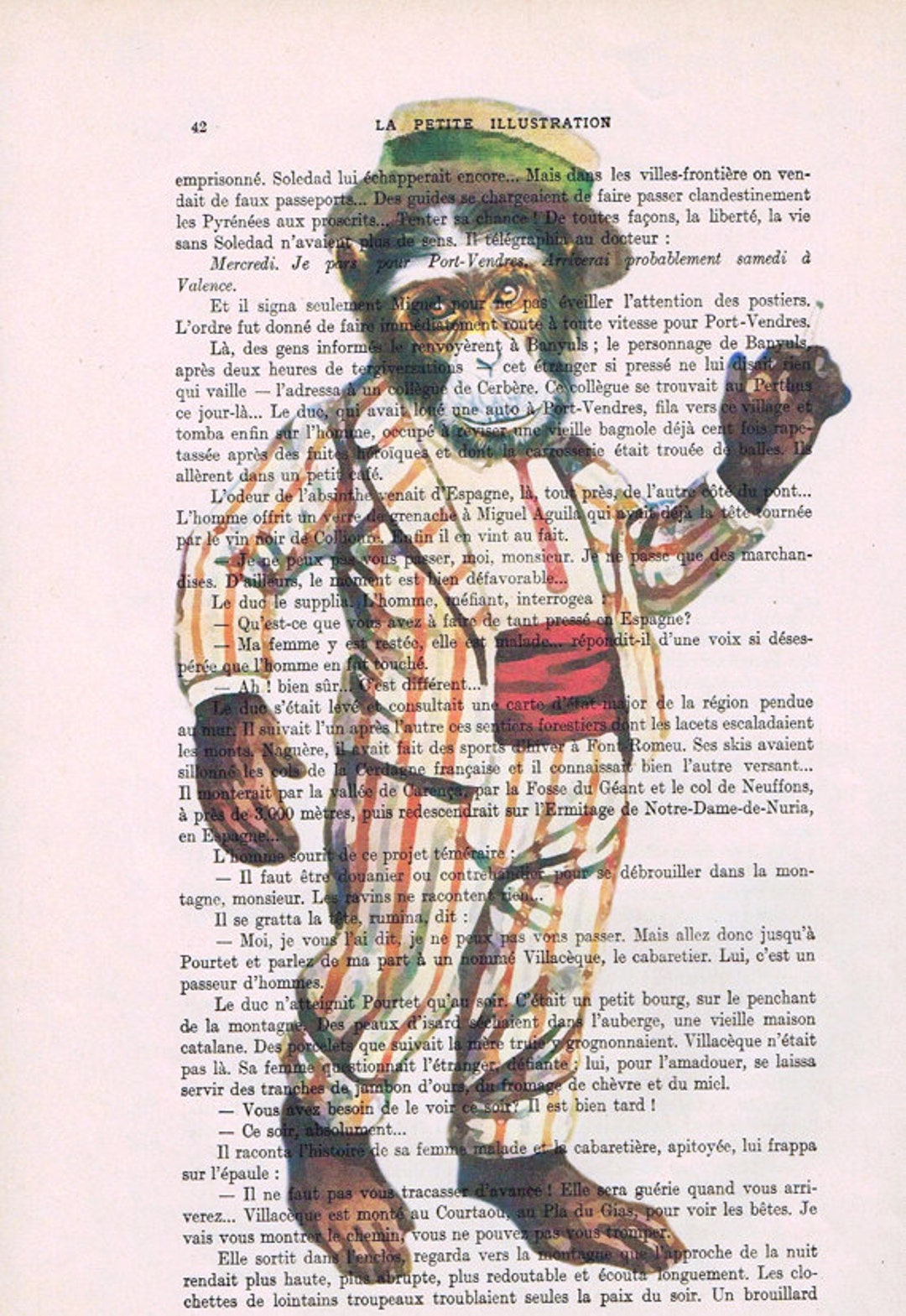 Vintage Monkey Print Art Print Illustration Acrylic Painting - Etsy