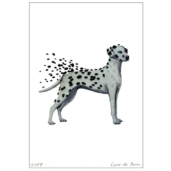 Dalmatian in the Wind polkadots Dalmatian Print Funny Dog human