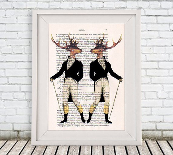 Happy Deer and Chair Art Print Deer Print Stag Print Deer Decor Poster Deer Home Wall Decor Gift for Men Deer Art Print Wall Art Etsy Australia