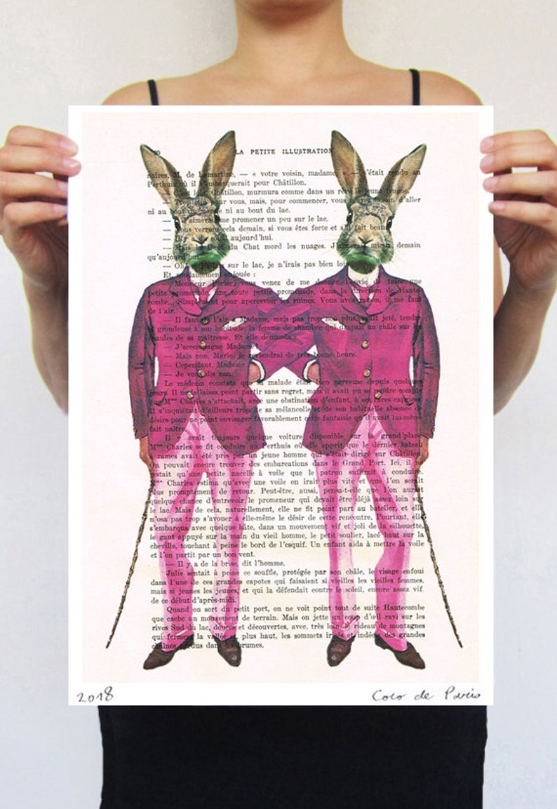 Gay Rabbits moustache Print Print Illustration Acrylic Painting Gay Painting Gay Picture gay Art homo illustration painting Gaypride image 3