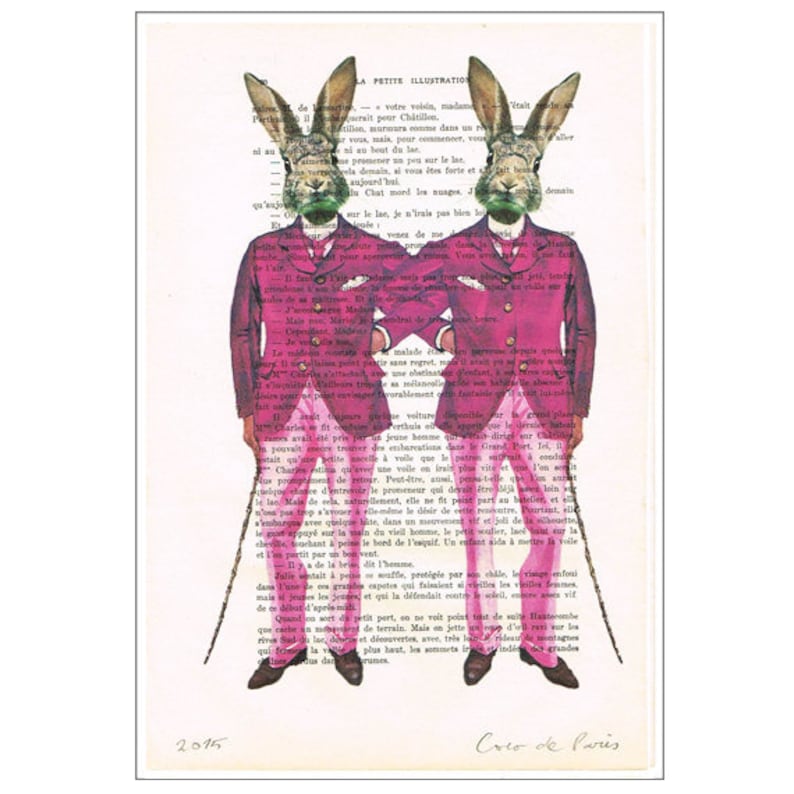 Gay Rabbits moustache Print Print Illustration Acrylic Painting Gay Painting Gay Picture gay Art homo illustration painting Gaypride image 1