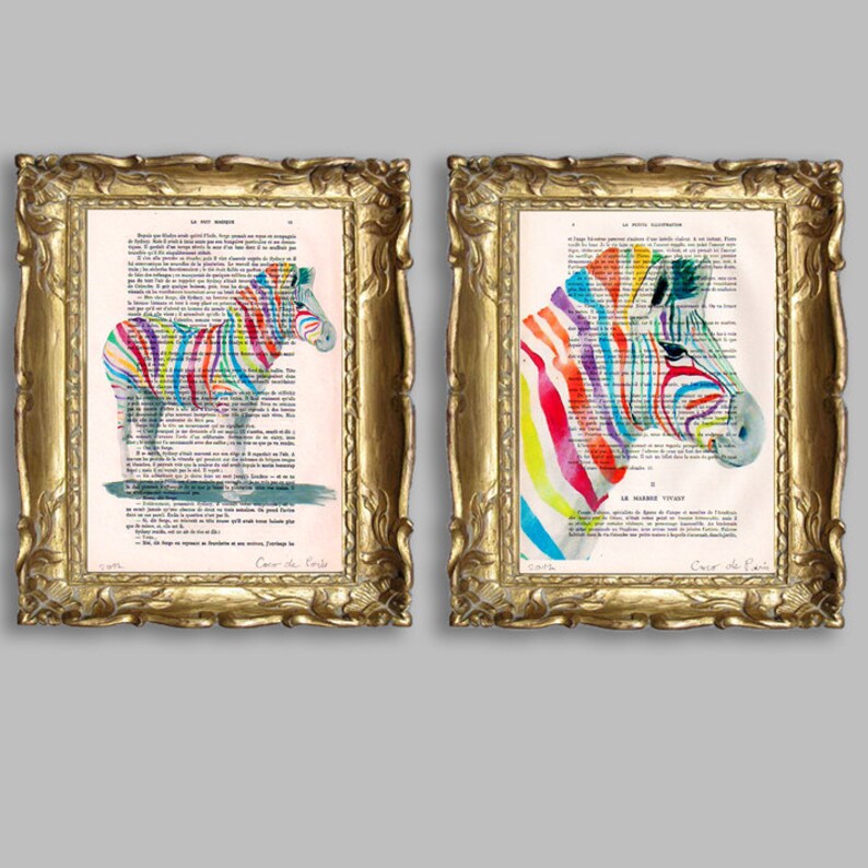 Zebra Print, Rainbow Zebra, Zebra Wall Art, Stripes, Nursery Artwork, Cute Christmas Gift, Merry Everything,Happy Always,Joy Peace and Love image 3