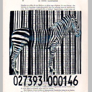 Zebra Print Black and white, barcode Illustration, Giclee Prints Posters Mixed Media Art Acrylic Painting Holiday Decor Gifts Christmas image 2