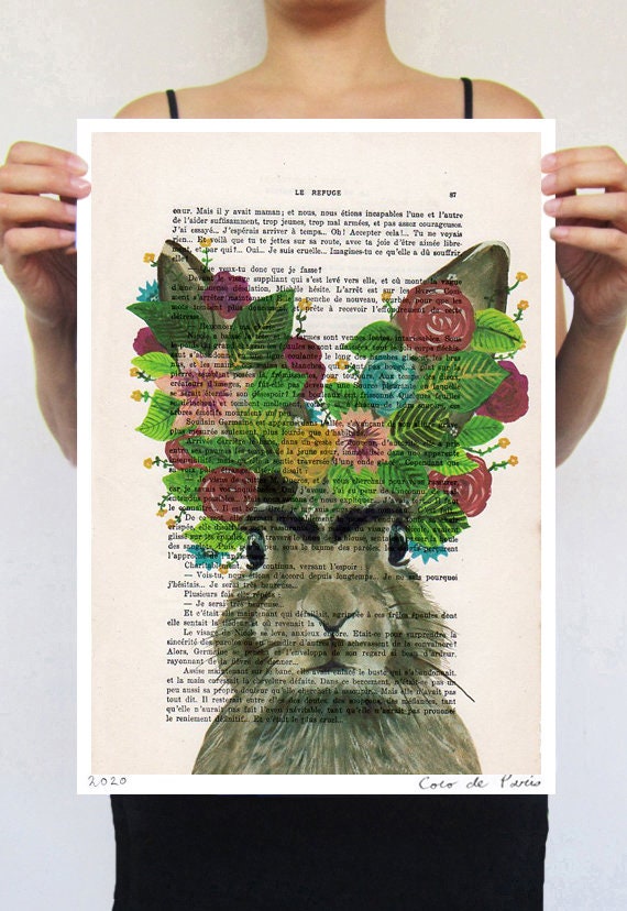 Frida Kahlo Rabbit Original Rabbit Print on Vintage Paper for - Etsy