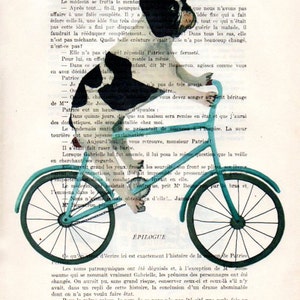 Bulldog on bicycle, frenchie art print, bulldog illustration, frenchie print, boston terrier, frenchie poster, bulldog art, coco de paris image 3