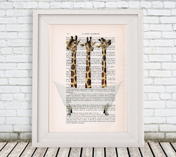 Giraffe Print, Giraffe decor, Christmas Gift, Holiday Gift, Giraffe Poster, Coco de Paris