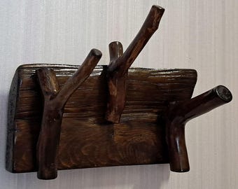 Rustic Wooden Towel Holder • Handmade Branch Hook, Kitchen Rack