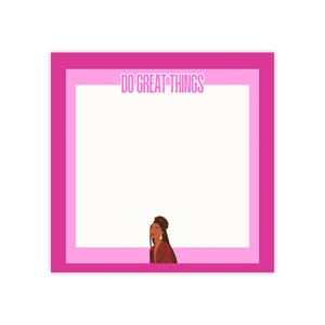 Do Great Things Post-it Note Pad | Motivational Sticky Notes, Pink Border