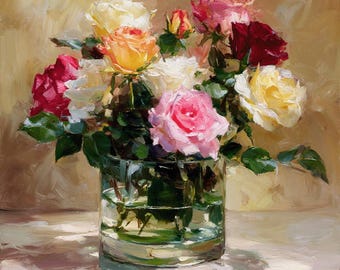 Custom Floral Oil Painting from Photo Personalized Original Living Room Home Decor Commission Still life on Canvas Wall Art Birthday Gift