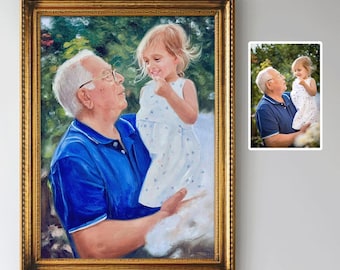 Custom Oil Painting Portrait from Photo Commission  Hand-painted on Canvas Family Keepsake Personalized Memorial Gifts Museum-Grade Art