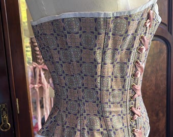 Corsé Waspie bajo el busto con estampado Art Nouveau