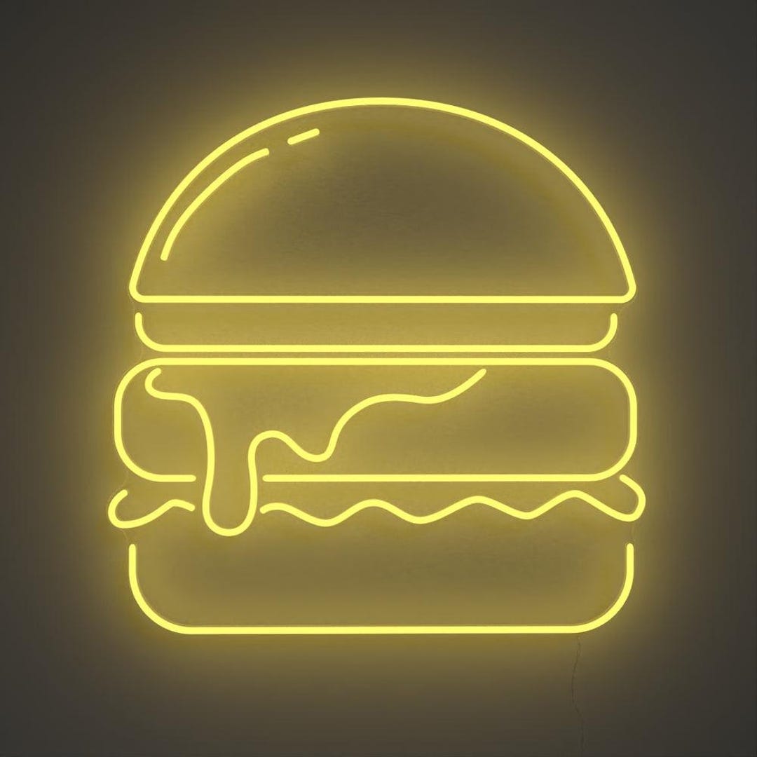 Burger LED Neon Sign, Custom Bar Decor, Restaurant Sign - Etsy