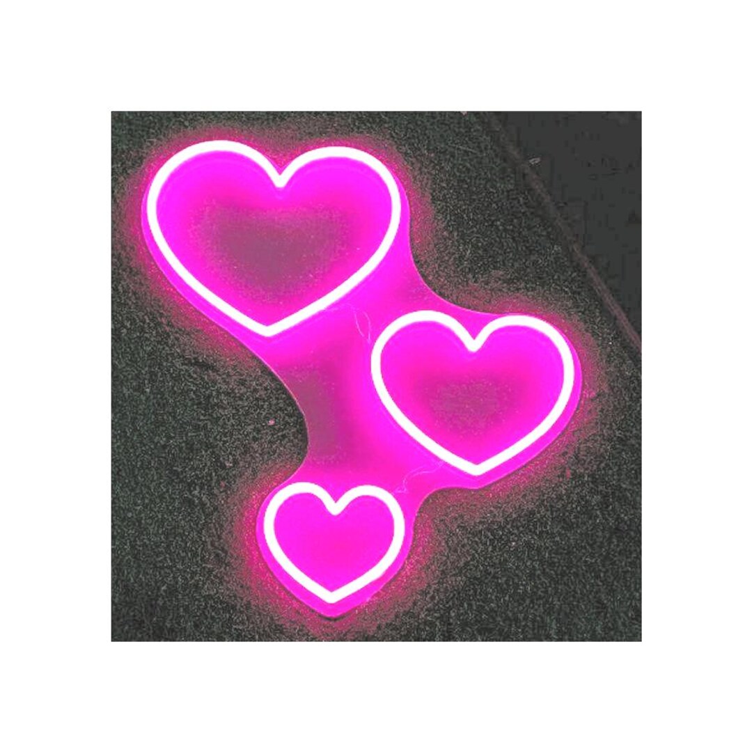 Led Heart Card 3 Hearts LED Neon Sign, Wedding Decor, Bar Sign - Etsy