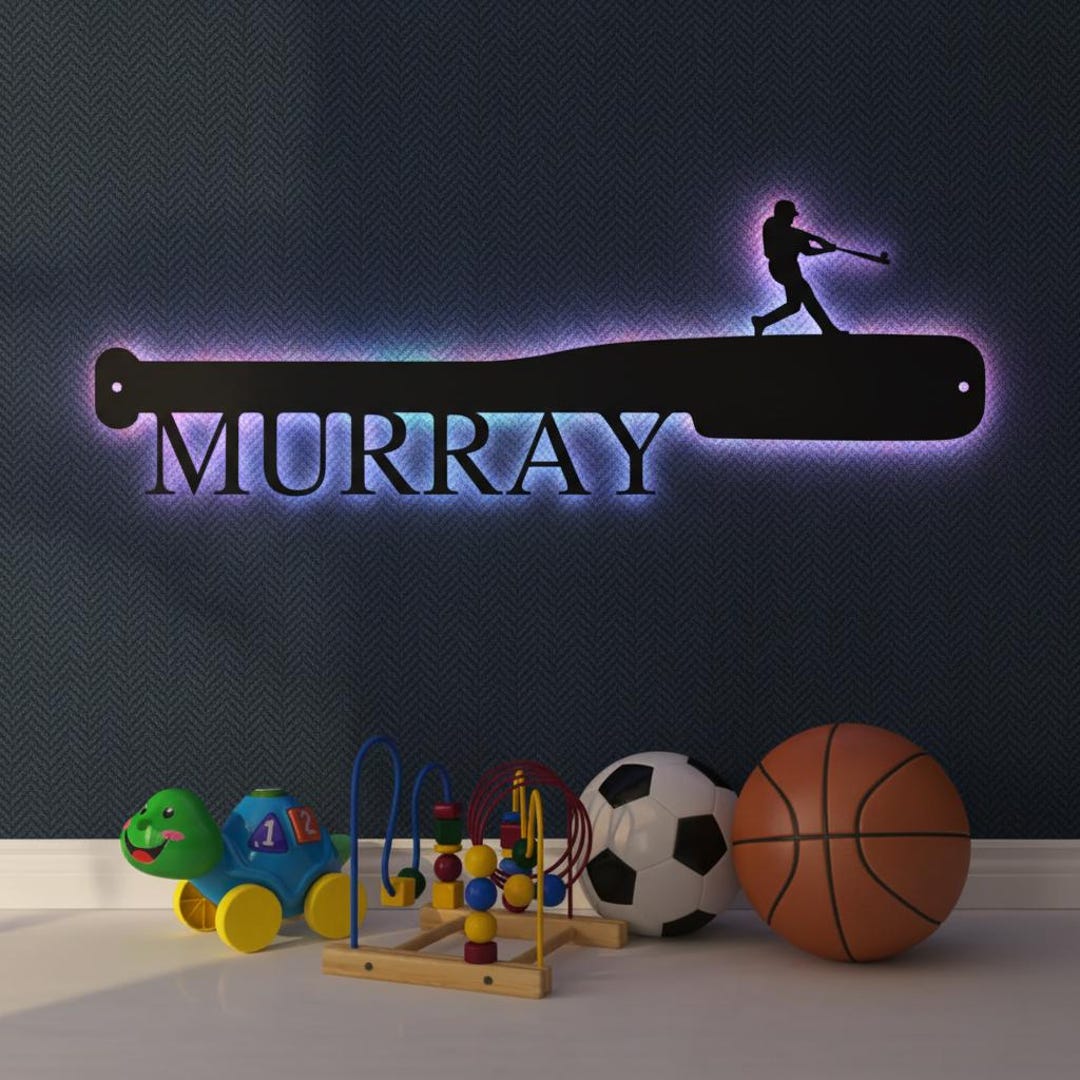 Customized Baseball Bat Metal Wall Art Baseball Decor Sports Wall Decor ...