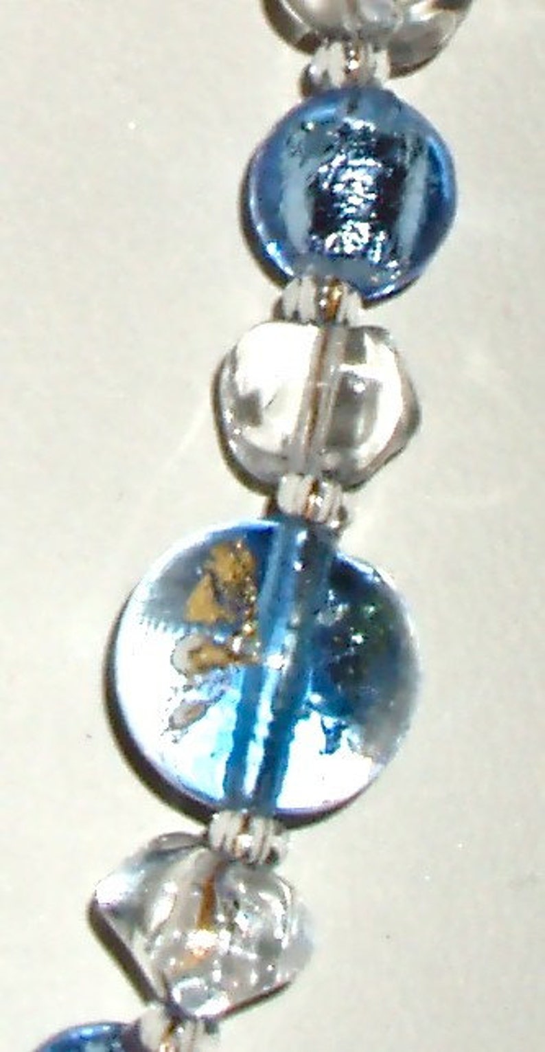 Blue and Gold Murano Glass Bead Necklace