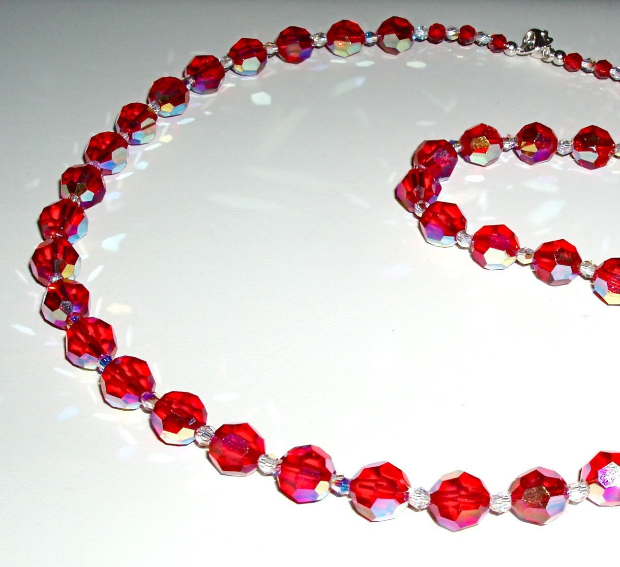 Large Red Swarovski Crystal Necklace Etsy