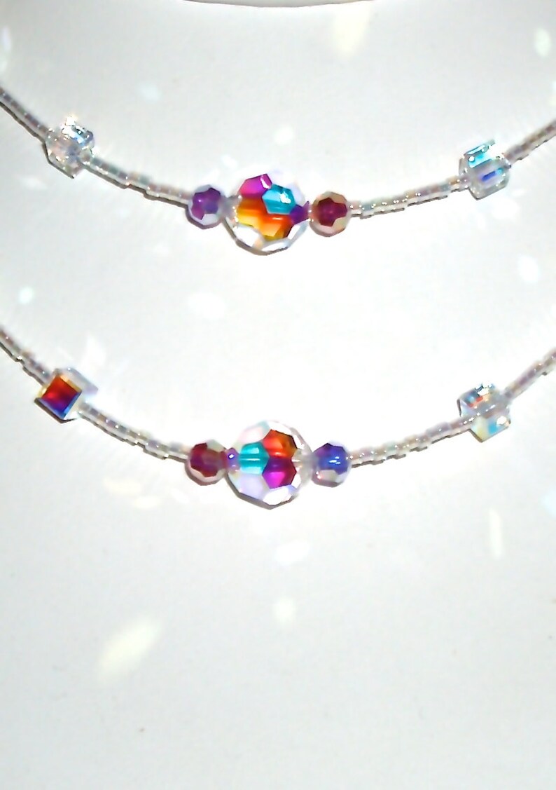 Sparkling Pastel Round and Cube AB Crystal Necklace