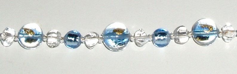 Blue and Gold Murano Glass Bead Necklace
