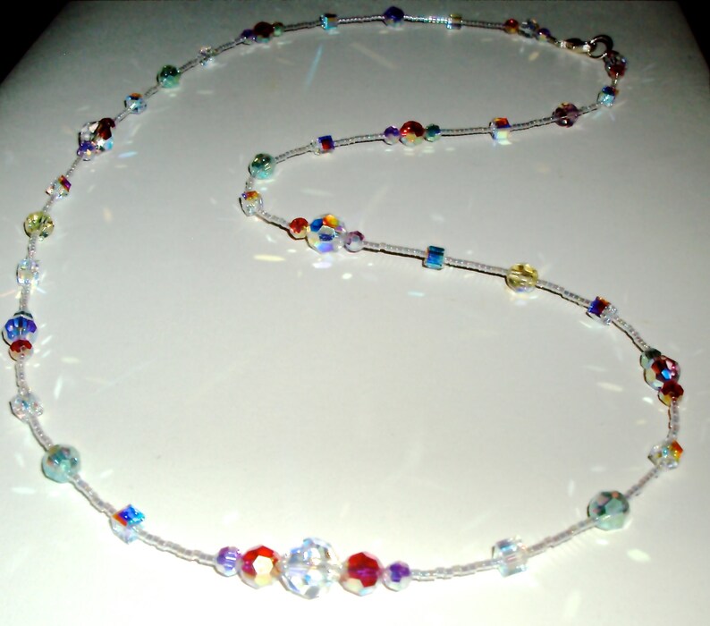 Sparkling Pastel Round and Cube AB Crystal Necklace