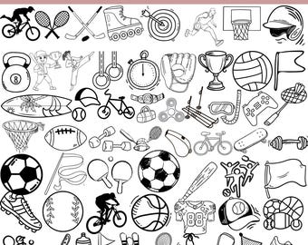 Hand Drawn Sports SVG Bundle: Athletic Doodles (Digital Download)