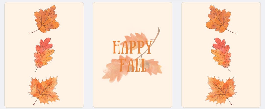 Set of 3 Fall Leaves Printable PDF/PNG Wall Art - Etsy
